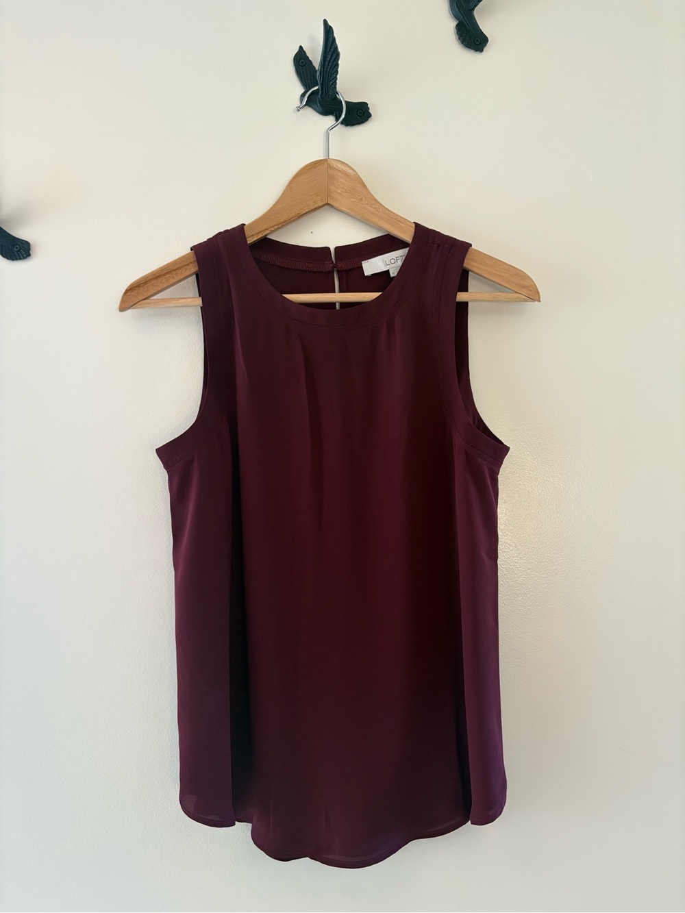 LOFT Sleeveless Wine Chiffon Shell Top NWT